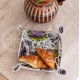 Colourful half-linen bread basket "Flowers"